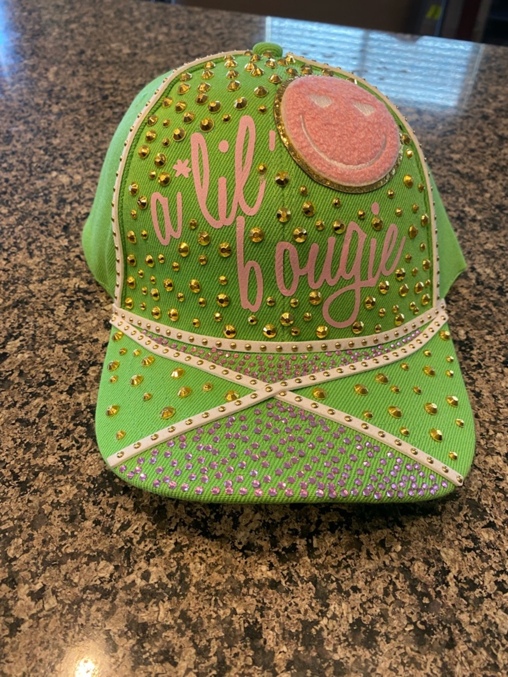 Custom made Lil Bougie Green Studded Baseball Cap